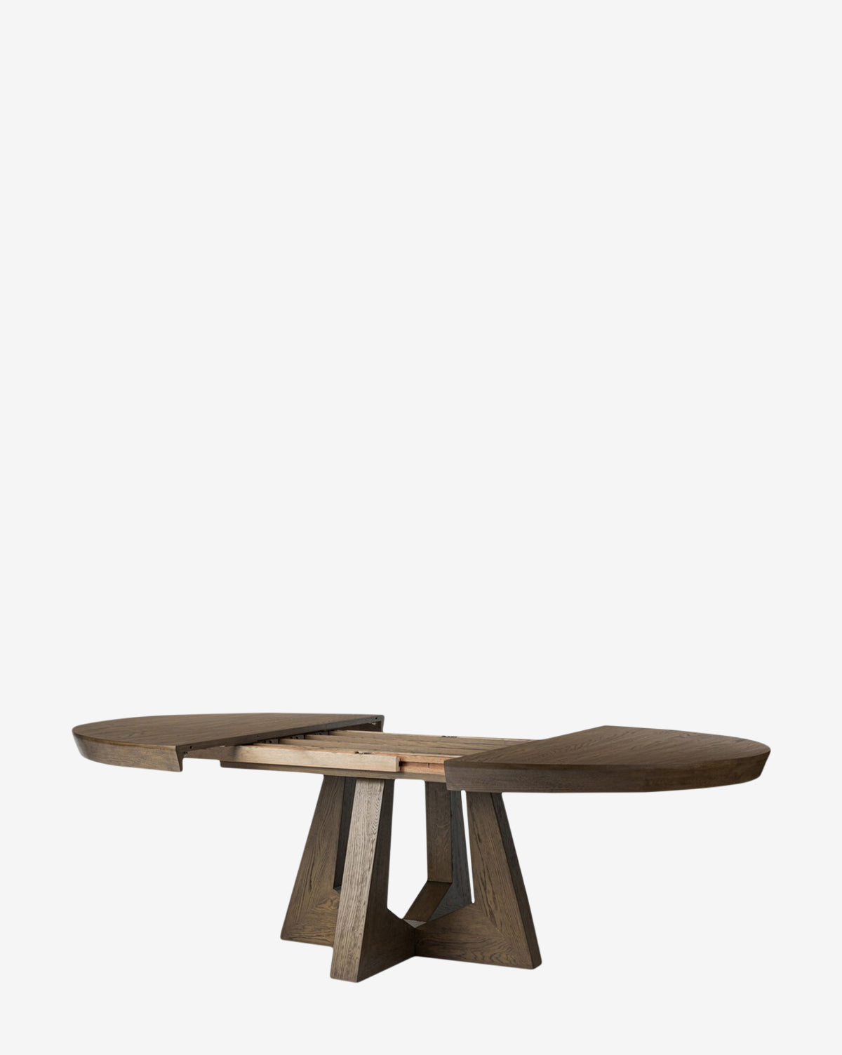 Modern Oak Dining Table with Dark Finish & Woodgrain Details for Dining Room