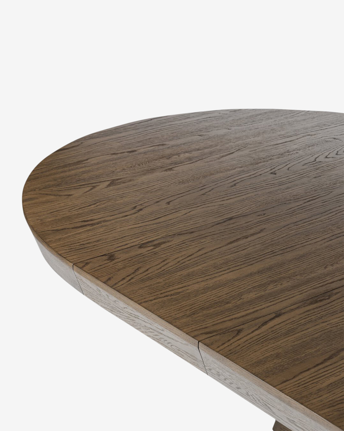 Modern Oak Dining Table with Dark Finish & Woodgrain Details for Dining Room