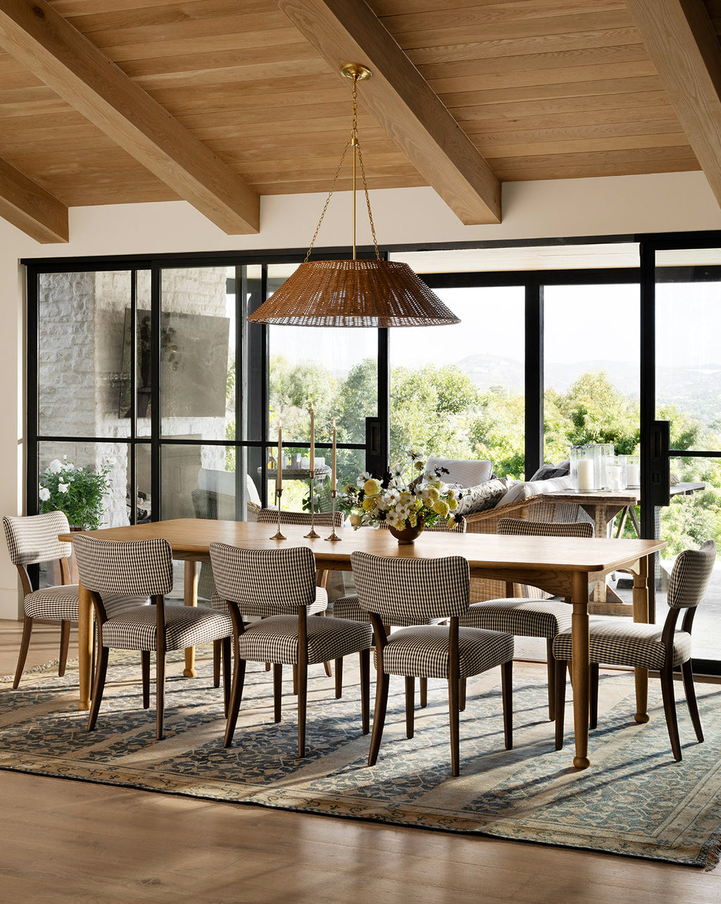 Rustic Honey Oak Dining Table with Notched Leg & Ball Foot for Dining Room