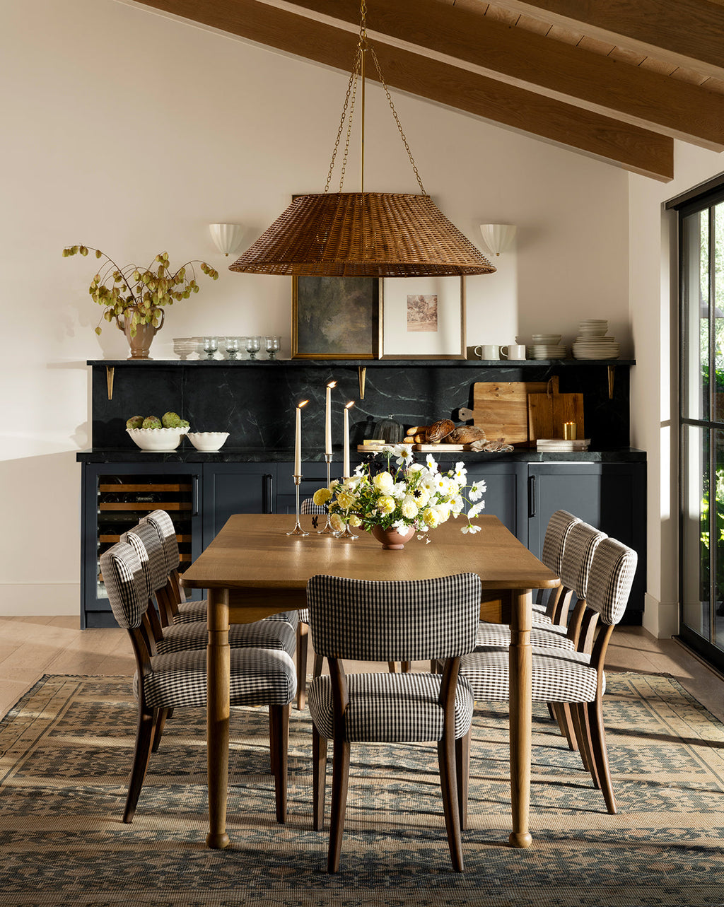 Rustic Honey Oak Dining Table with Notched Leg & Ball Foot for Dining Room