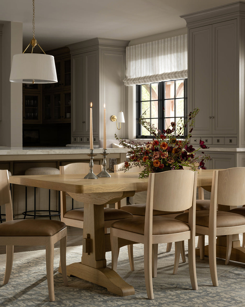 Heritage White Oak Dining Table with Timber Framing Details for Dining Room