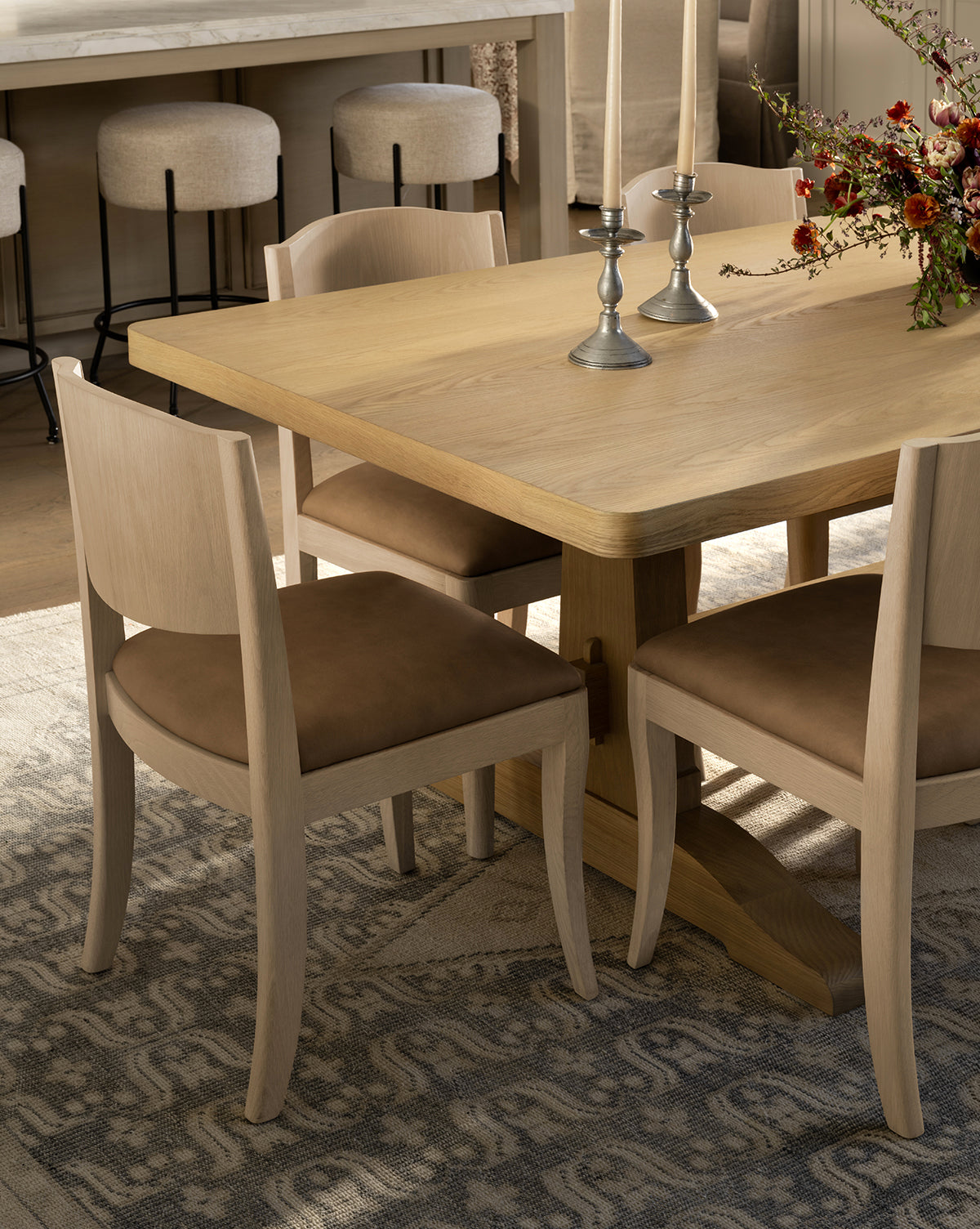 Heritage White Oak Dining Table with Timber Framing Details for Dining Room