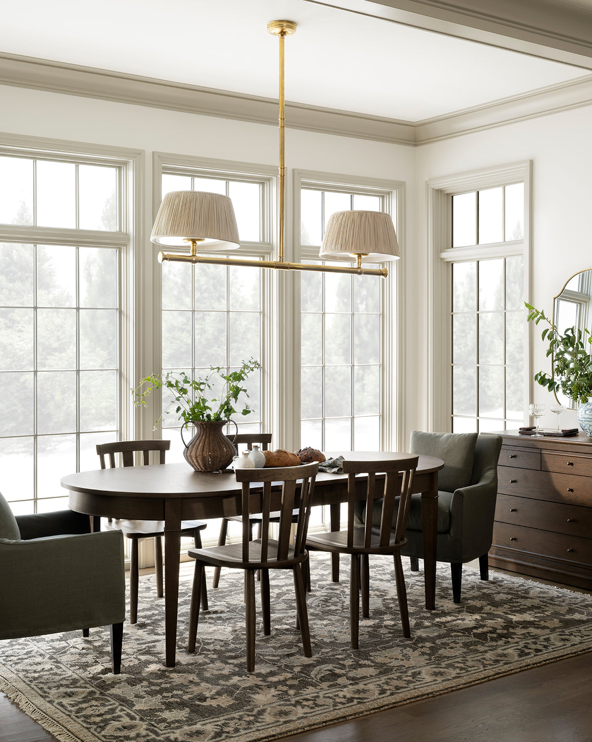 Classic Oak Extension Dining Table with Tapered Legs for Dining Room
